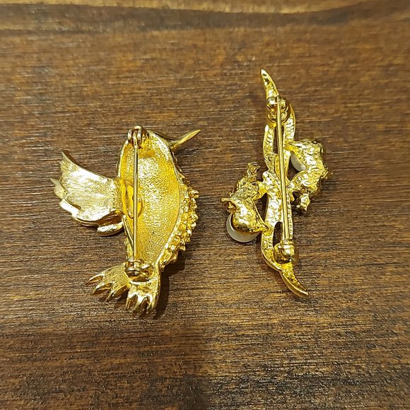 Vintage Gold Toned Tree Sprig & Humming Bird Brooch Bundle - Picture 4 of 6